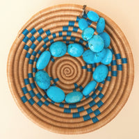 Mini Turquoise Sisal Jewelry Ring Dish Garlic Kitchen Woven Bowl