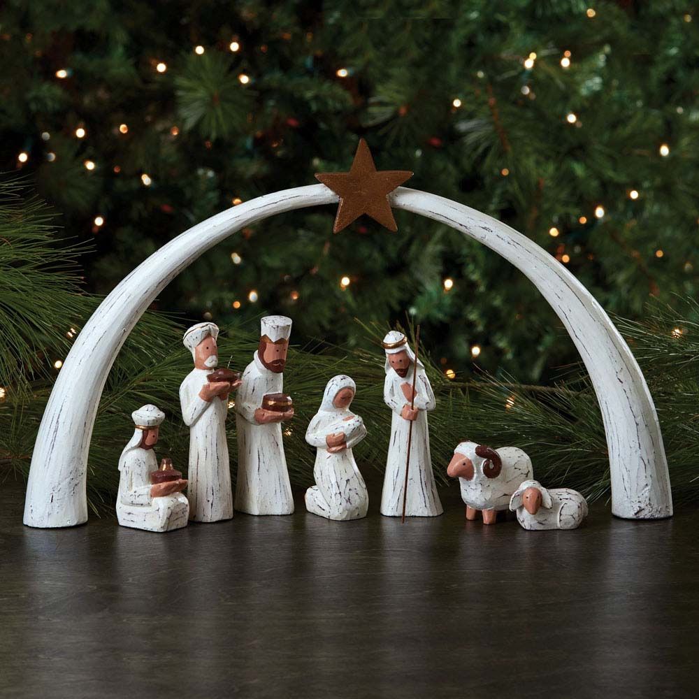 White Arch Tabletop Nativity Set