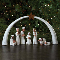 White Arch Tabletop Nativity Set