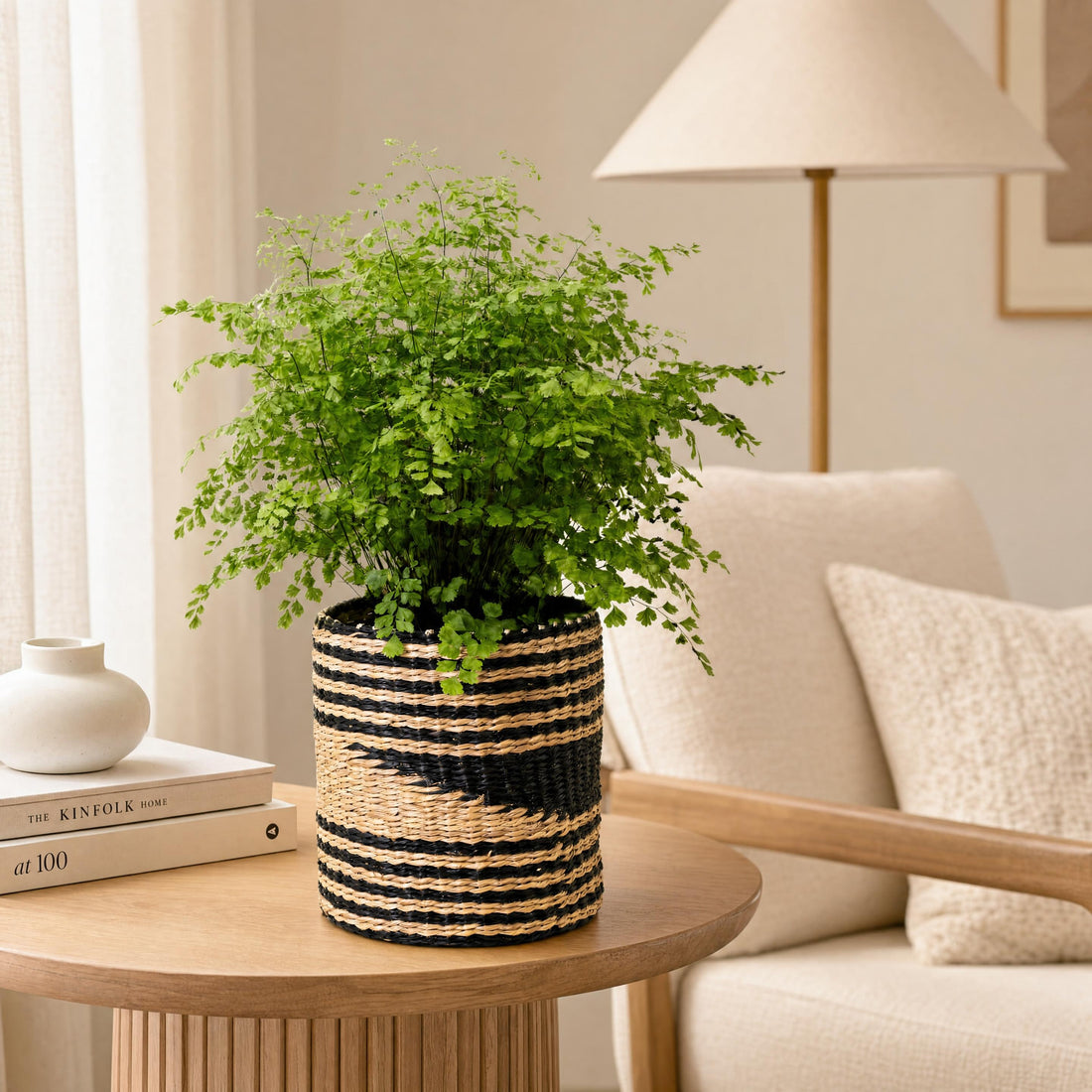 Small Seagrass Woven Basket, Natural Black, 9" Wide