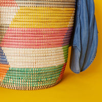 17" Small Storage Basket Colorful Ranibow Flat Lid