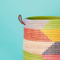19" Medium Storage Basket Colorful Rainbow Hooded Lid