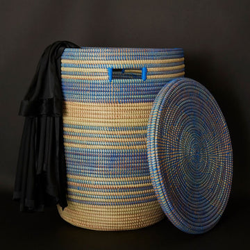 Large Storage Basket Blue Stripe
