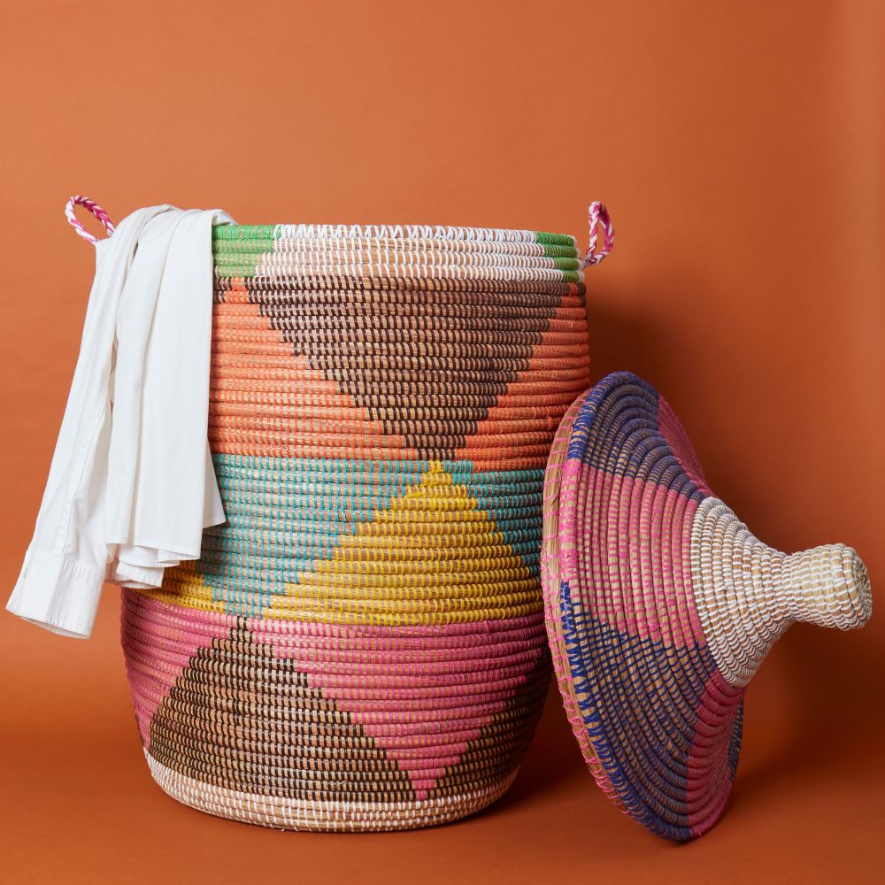 Colorful Triangles Wicker Storage Baskets