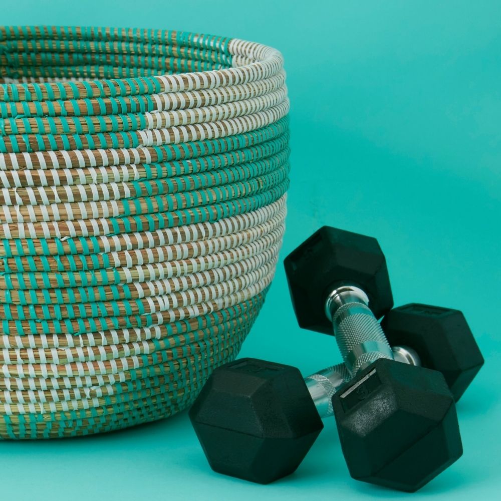 Medium Bowl Basket Turquoise
