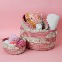 16" Small Open Oval Storage Basket Pink Set of 3