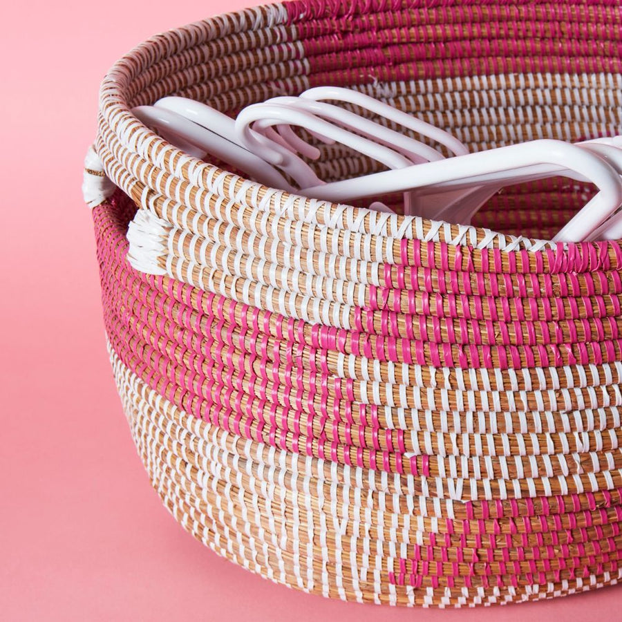 Small Open Oval Storage Basket Pink