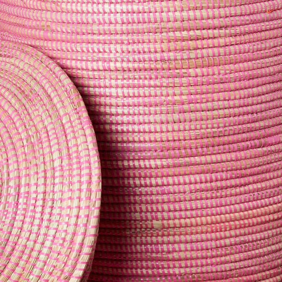 19" Small Storage Basket Solid Pink Hooded Lid