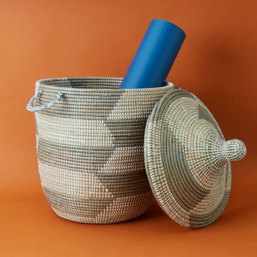19" Medium Storage Basket Gray Hooded Lid