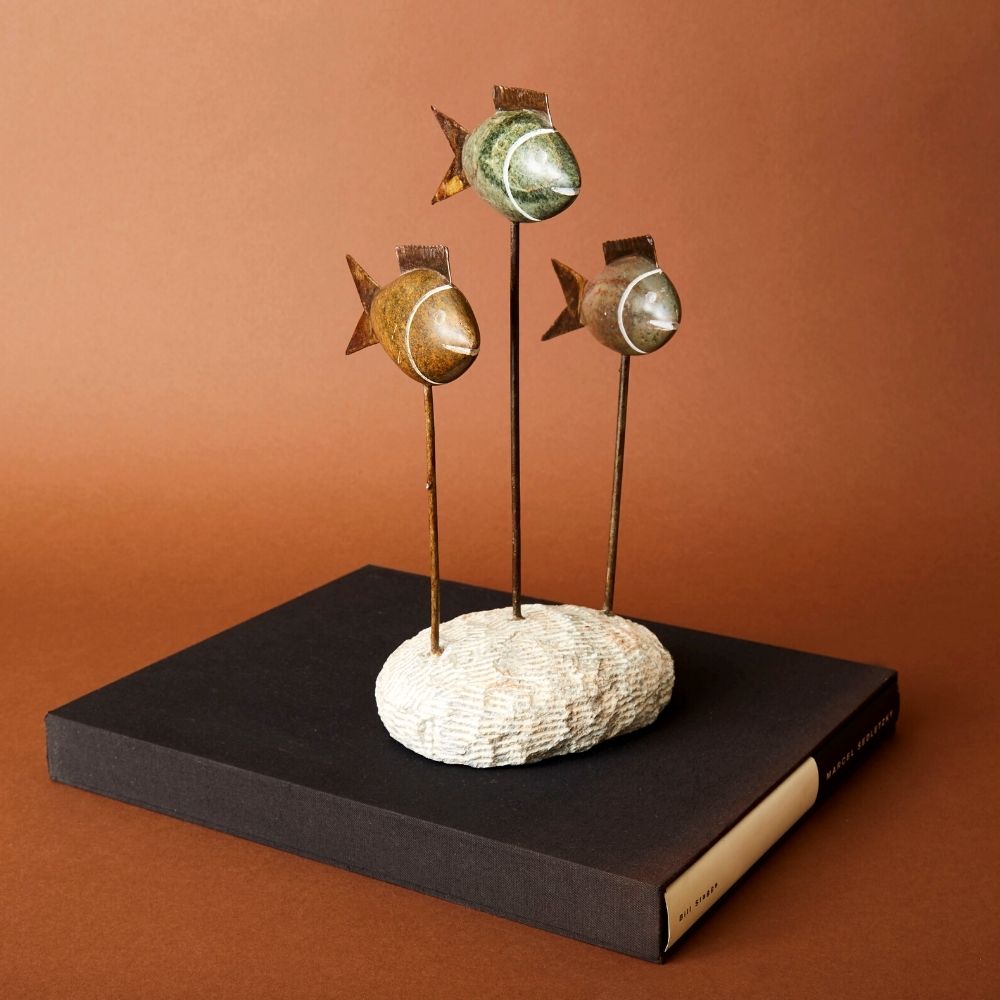 Shona Stone Fish Family Sculpture Set