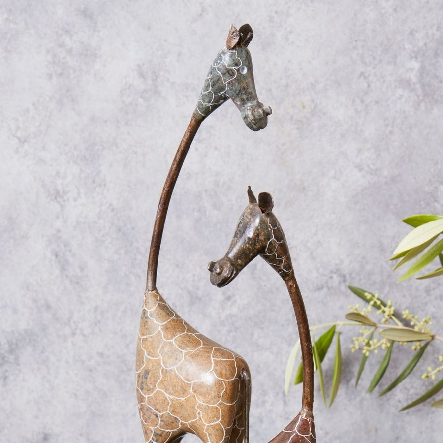 Shona Stone Short Tall Giraffe Sculpture Set