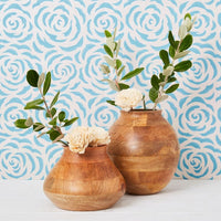 Short Wood Pot Vase
