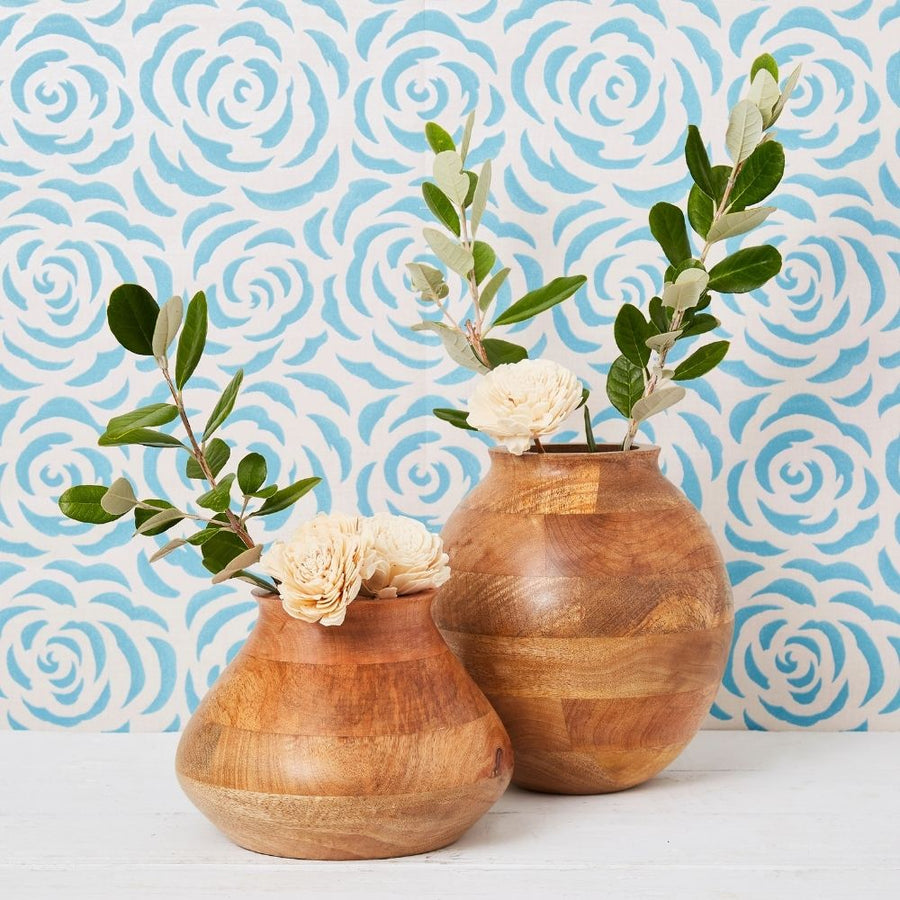 Short Wood Pot Vase