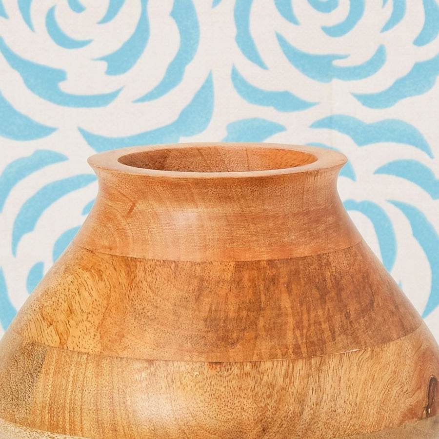 Short Wood Pot Vase