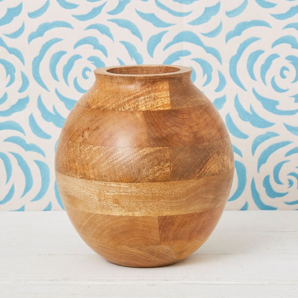 Tall Wood Pot Vase