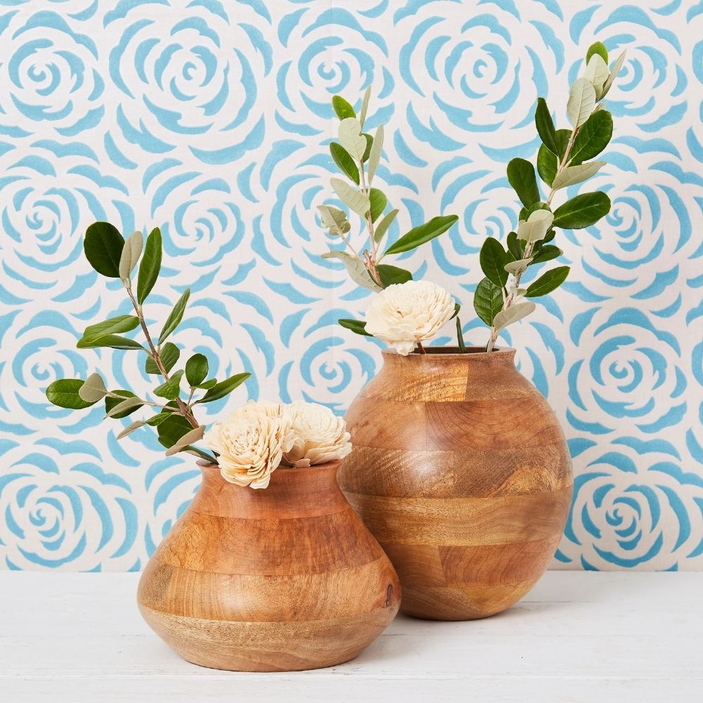 Wood Pot Vase Set