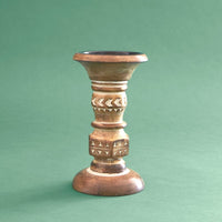 Short Wood Pillar Candle Holder