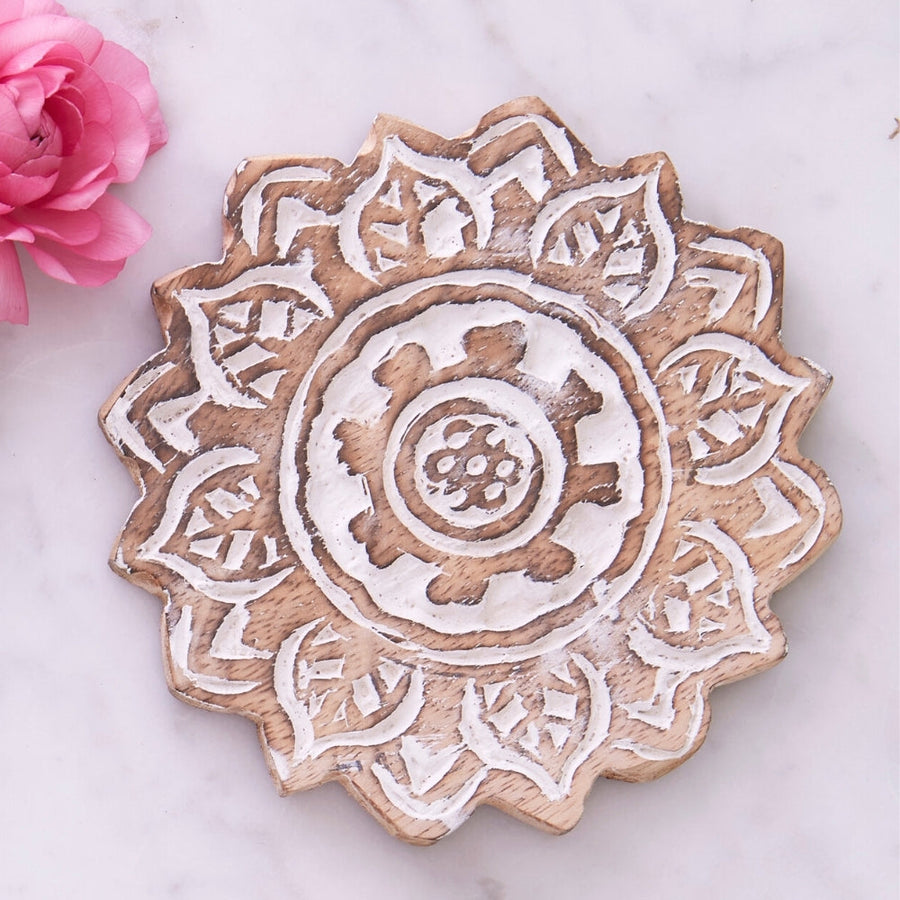 Mandala Wood Coaster Set