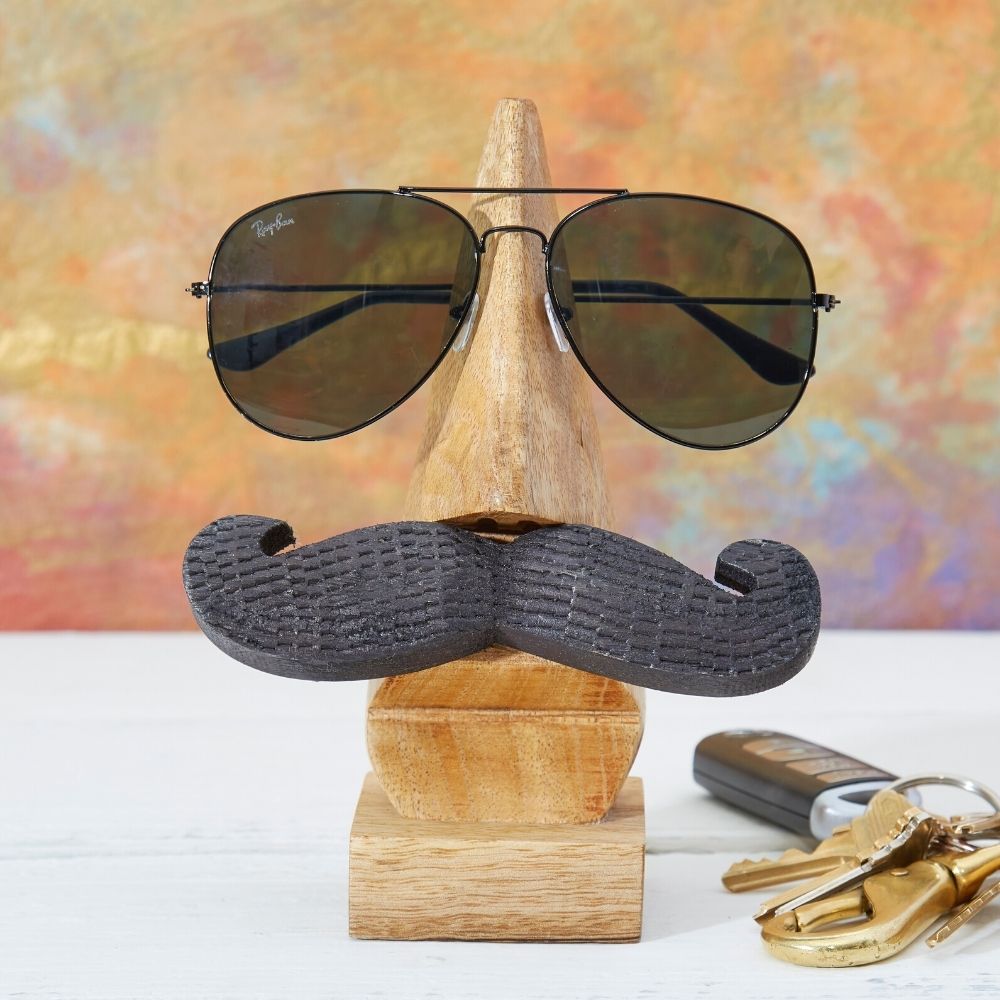 Mustache Wood Eyeglasses Holder