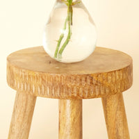 Short Scalloped Wood Indoor Plant Stand
