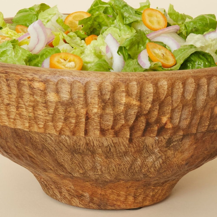 Large Scalloped Wood Salad Bowl