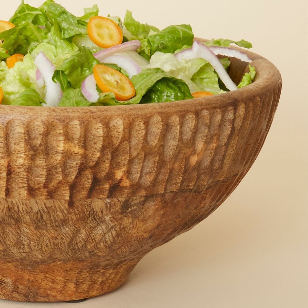 Large Scalloped Wood Salad Bowl
