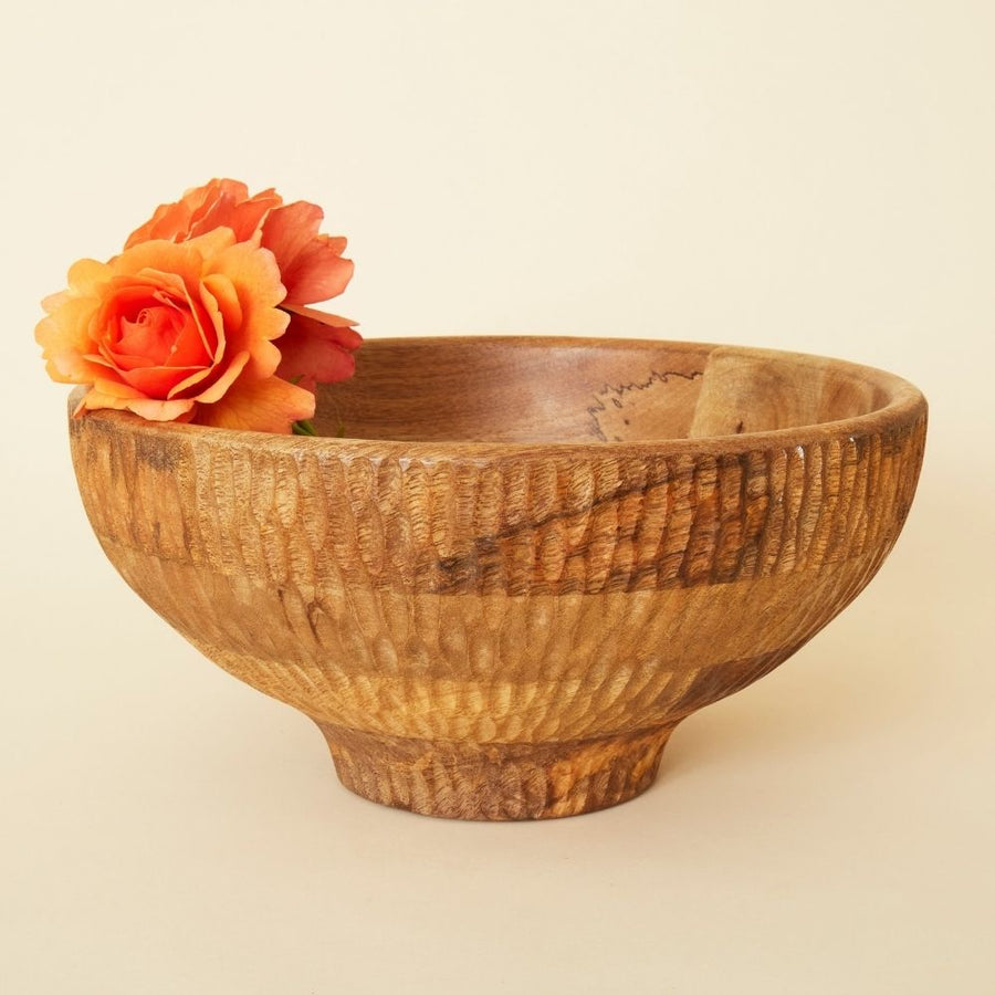 10 inch Small Scalloped Wood Salad Bowl