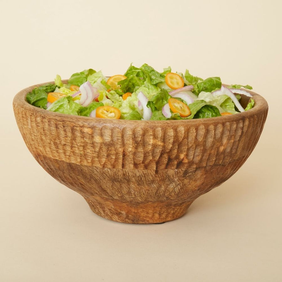 Scalloped Wood Salad Bowl Set