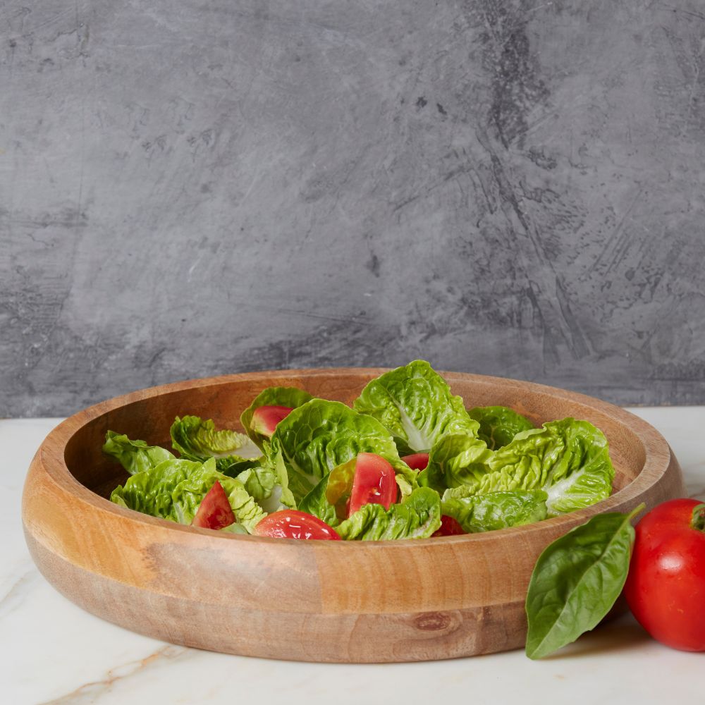 12" Medium Wood Serving Platter Shallow Bowl