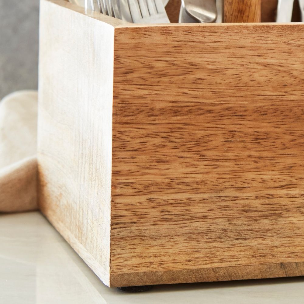 Wood Cutlery Caddy Organizer