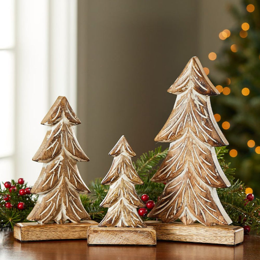 Holiday Wood Winter Tree Tabletop Set