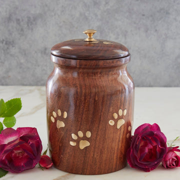 Brass Paws Wooden Dog Memories Urn