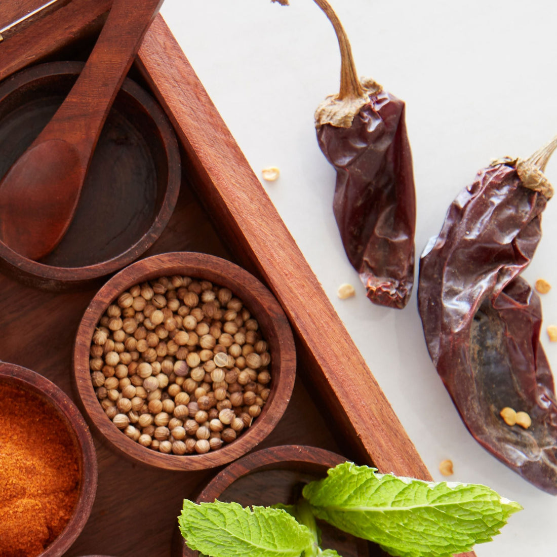 Masala Spice Round Bowls Wood Box