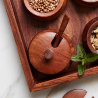 Masala Spice Wood Bowl Set Tray