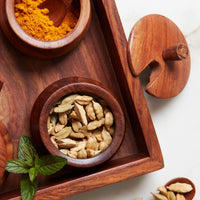 Masala Spice Wood Bowl Set Tray