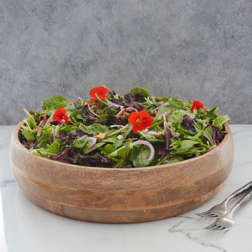 Oversized Party Salad Serving Wood Bowl Set