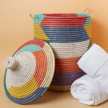 Small / Medium Storage Basket Colorful Hooded Lid