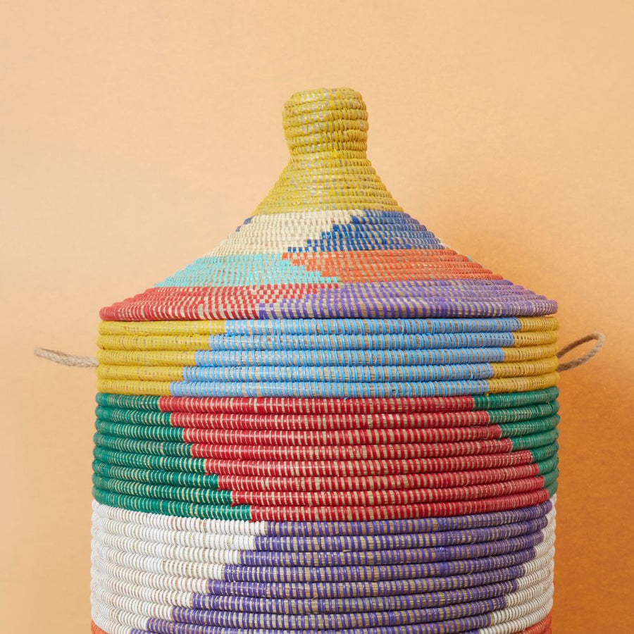 Large Storage Basket Colorful Hooded Lid