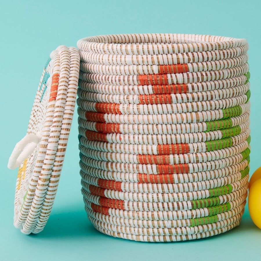 Mini Basket Colorful Pattern Flat Lid