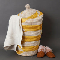 Yellow Hooded Lid Storage Basket Set of 3