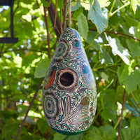 Green Spring Motif Gourd Bird House