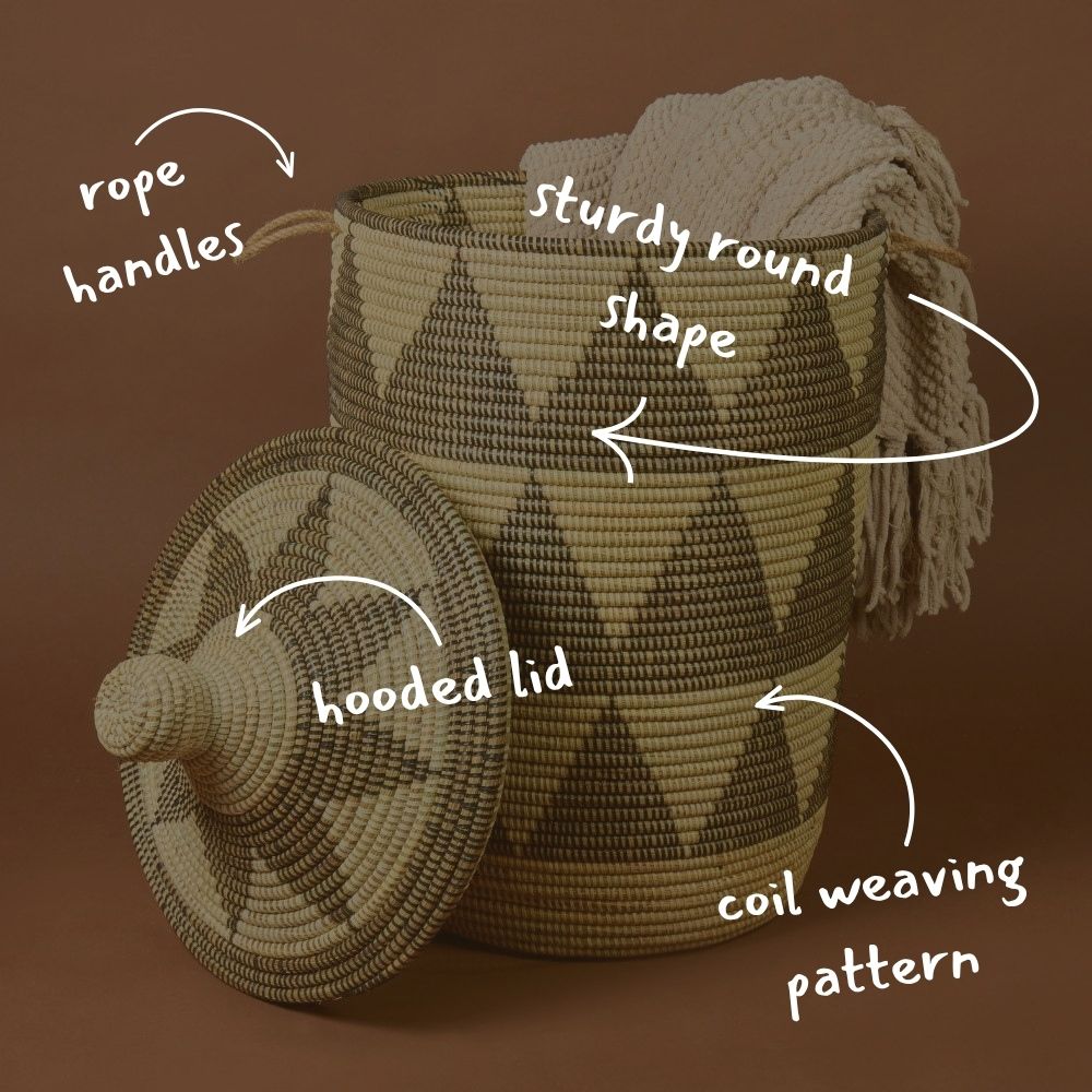 Large Decorative Wicker Storage Basket, 18" Wide, 23" Tall
