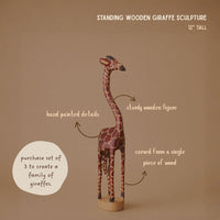 Wooden Standing Giraffe Painted Sculptures for Office