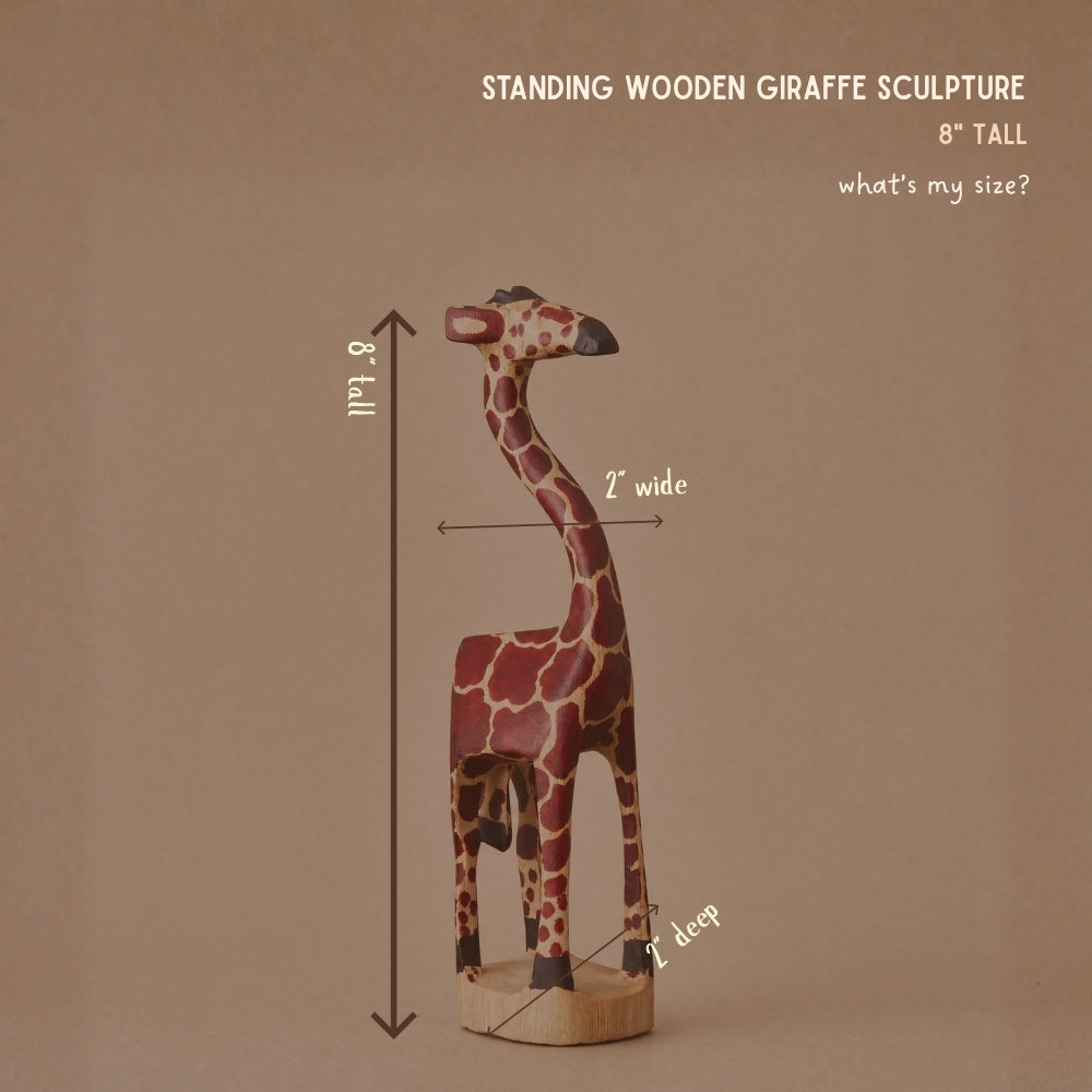 Wooden Standing Giraffe Painted Sculptures for Office