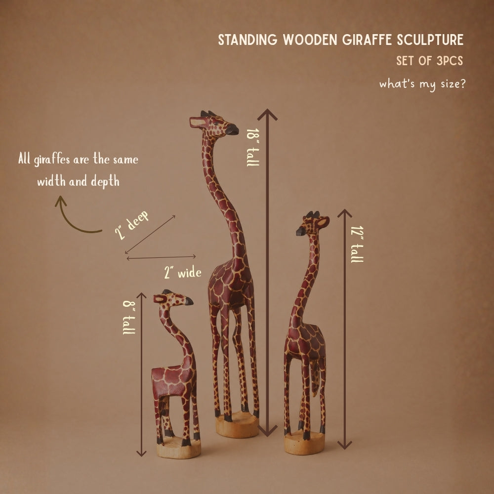 Wooden Standing Giraffe Painted Sculptures for Office