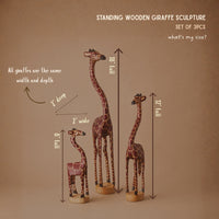 Wooden Standing Giraffe Painted Sculptures for Office