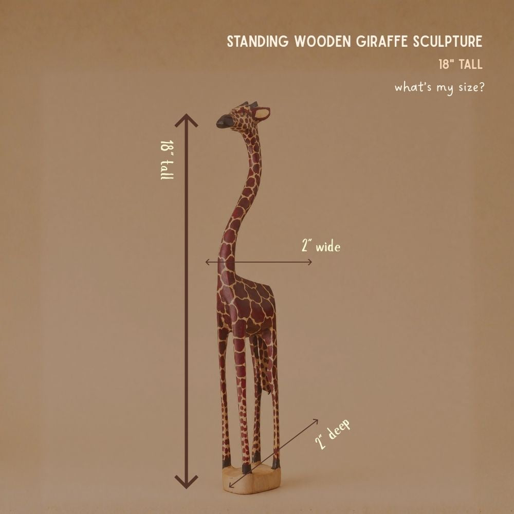 Wooden Standing Giraffe Painted Sculptures for Office