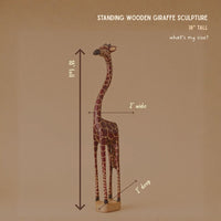 Wooden Standing Giraffe Painted Sculptures for Office
