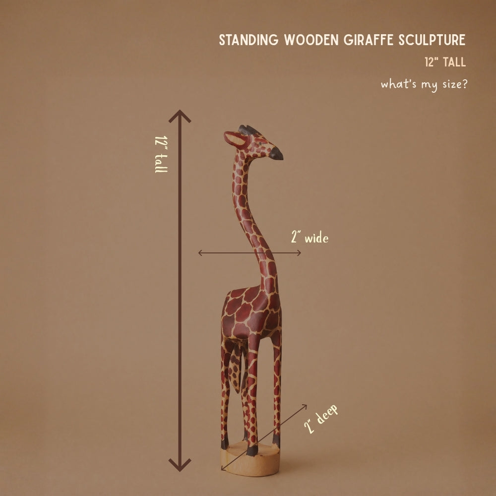 Wooden Standing Giraffe Painted Sculptures for Office