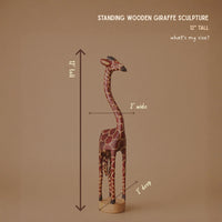 Wooden Standing Giraffe Painted Sculptures for Office